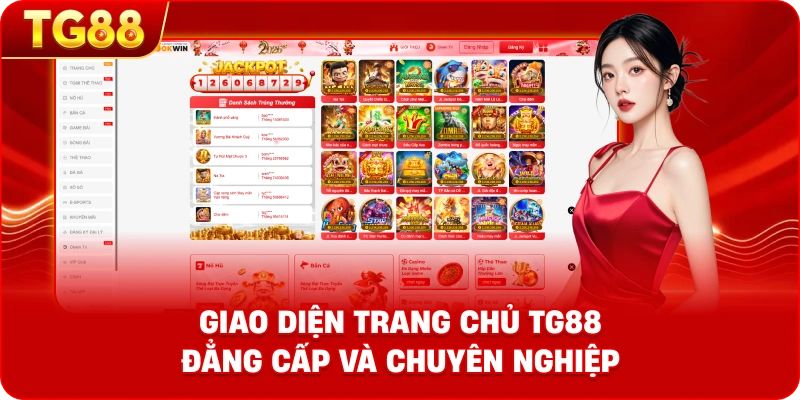Giao diện trang chủ TG88 đẳng cấp và chuyên nghiệp